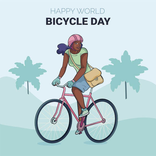 Illustrazione disegnata a mano della giornata mondiale della bicicletta