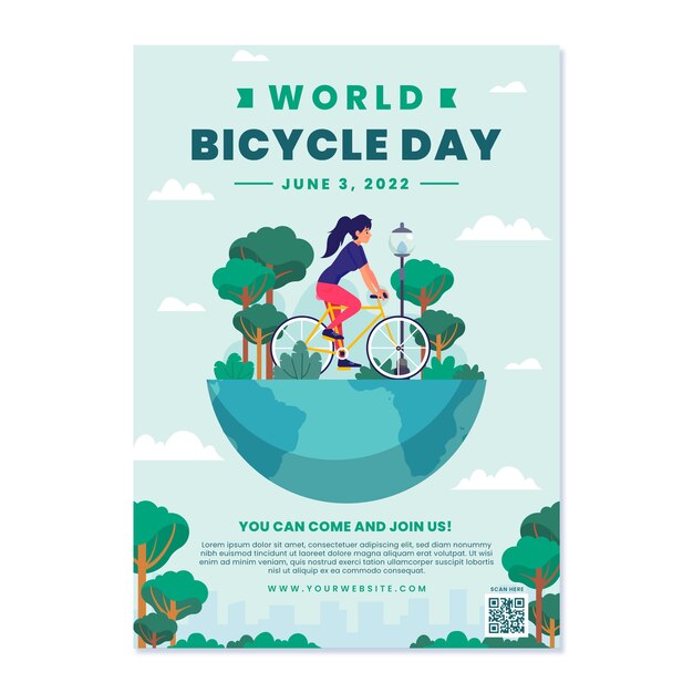 世界自転車デーの手描きのポスターやチラシ
