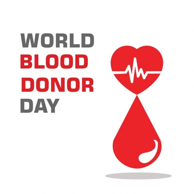 Free vector world blood donation day background with drop and heart
