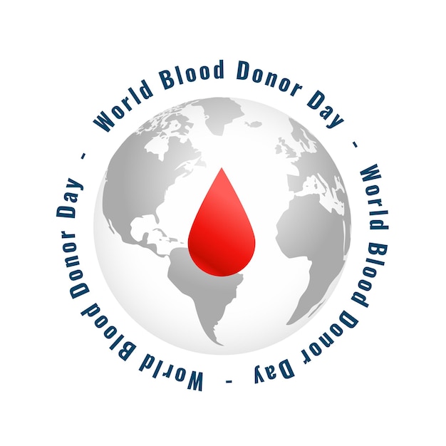 지구와 혈액 방울과 세계 헌혈자의 날 개념