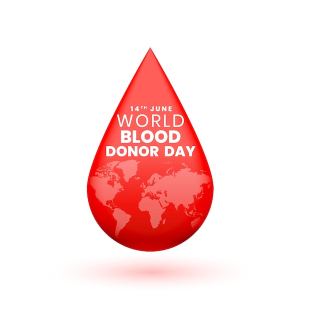 Concetto di giornata mondiale del donatore di sangue con mappa del mondo