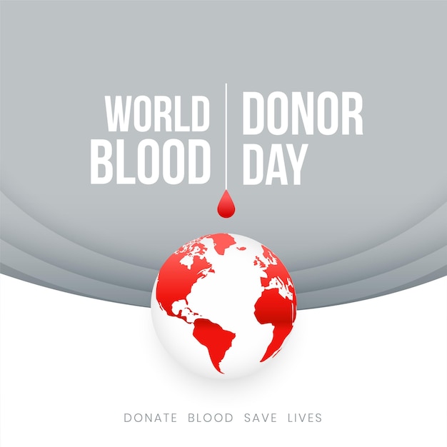 Free vector world blood donor day poster with earth design