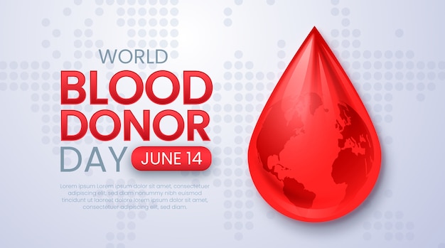 Free vector world blood donor day realistic banner