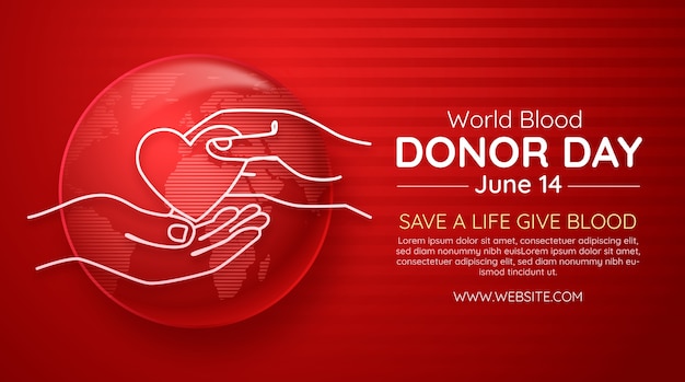 Free vector world blood donor day realistic banner