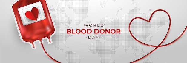 World blood donor day realistic banner