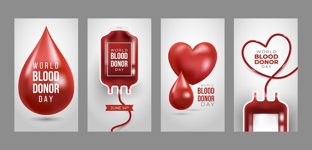 Free vector world blood donor day realistic ig stories