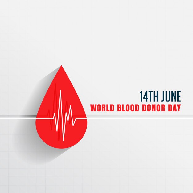 World blood donor day with blood drop and heartbeat