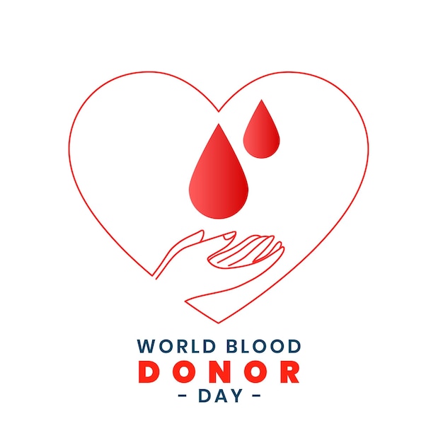 Vettore gratuito giornata mondiale del donatore di sangue con salva la mano