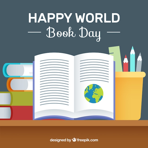 World book day background in flat style