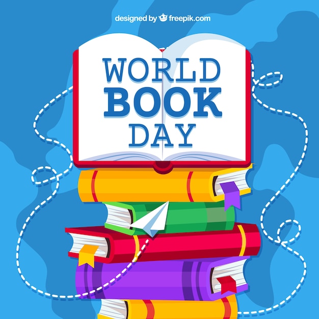 Бесплатное векторное изображение Всемирный день книги фон в квартире syle