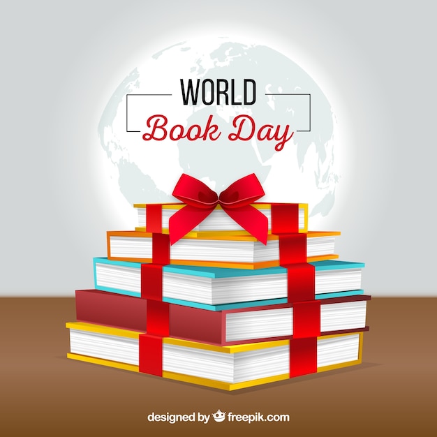 World book day background in realistic style