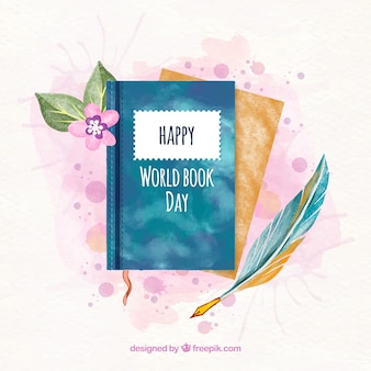 World book day background in watercolor style