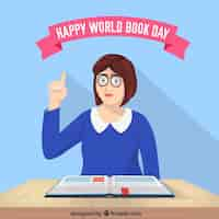 Free vector world book day background with girl