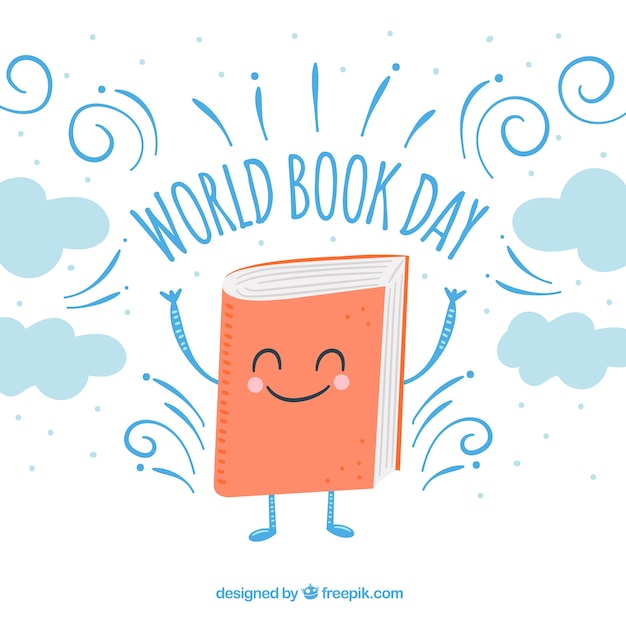 Free vector world book day background with happy book