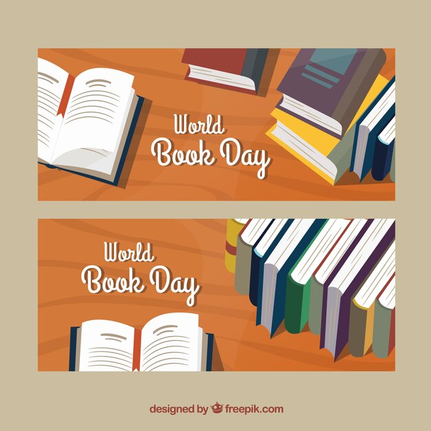 World book day banners in flat design