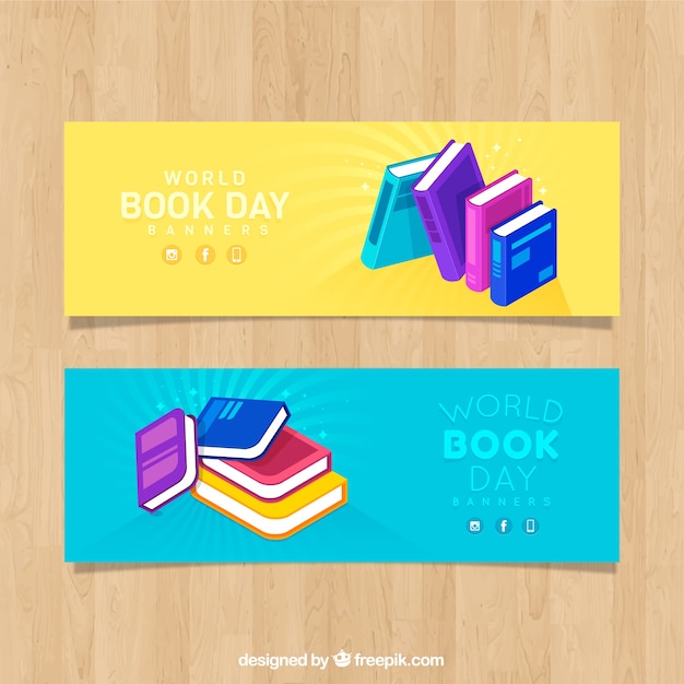 Vettore gratuito bandiere del mondo libro giorno in design piatto