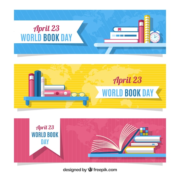 World book day banners in flat design