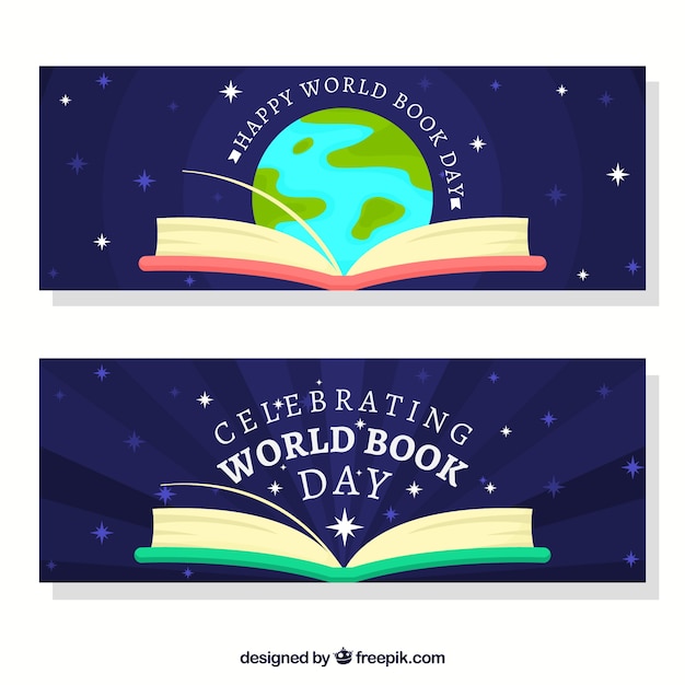 Free vector world book day banners in flat style