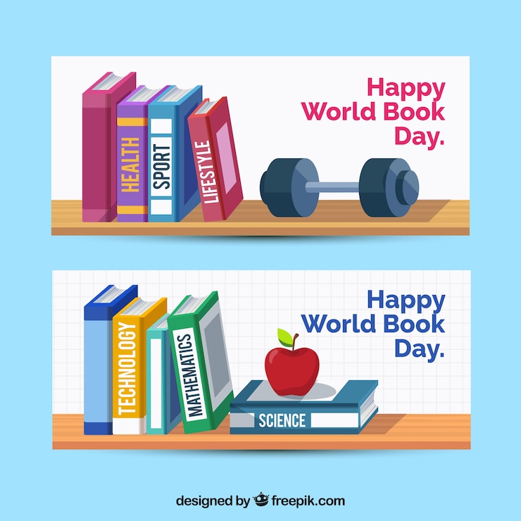 Free Vector world book day banners in flat style