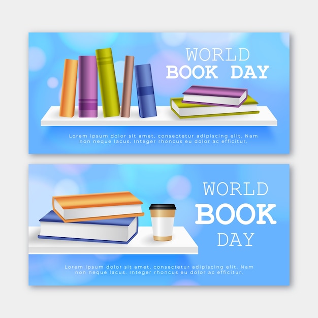 Free vector world book day banners pack