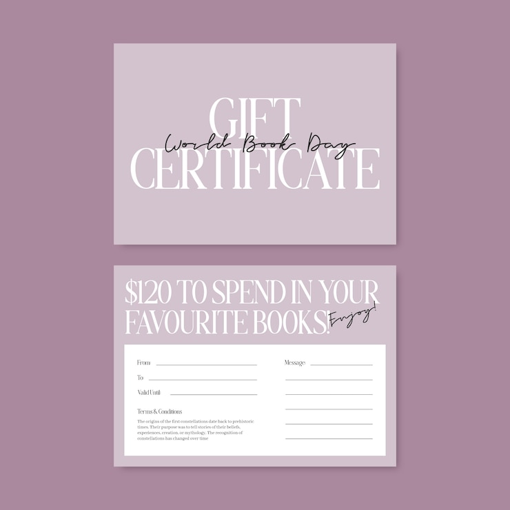 Free Vector world book day gift certificate template