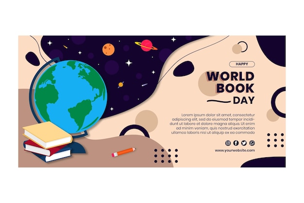 World book day horizontal banner template