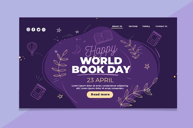 Free vector world book day horizontal banner template