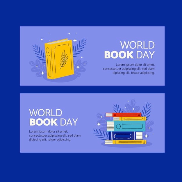 Free vector world book day horizontal banner template