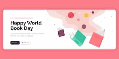 Free vector world book day horizontal banner template