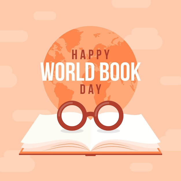 Free vector world book day illustration with book and glasses