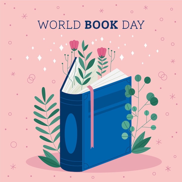 Vettore gratuito illustrazione di giornata mondiale del libro con il libro