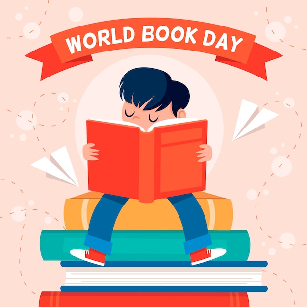 World Book Day Illustration With Person Reading