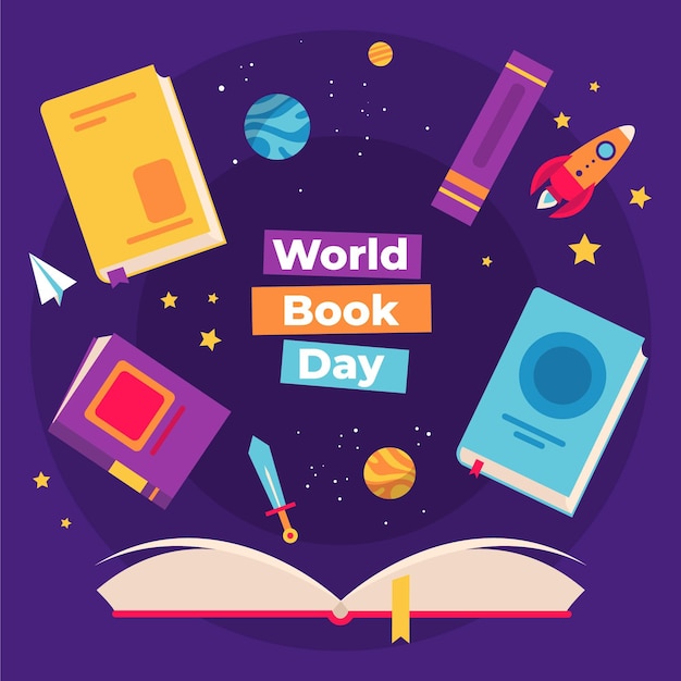 Free vector world book day illustration