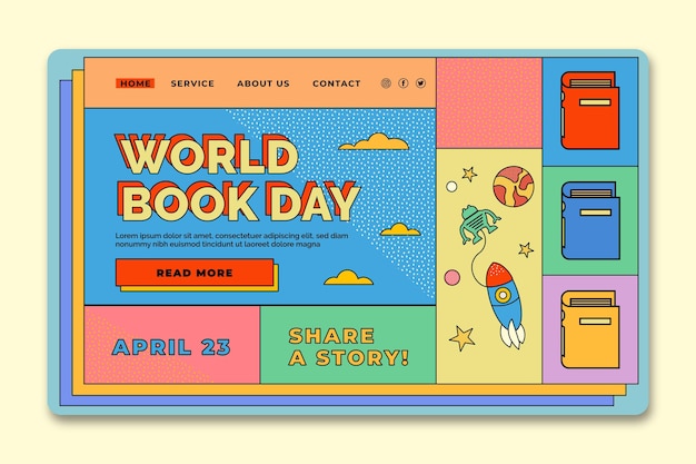 Free vector world book day landing page template