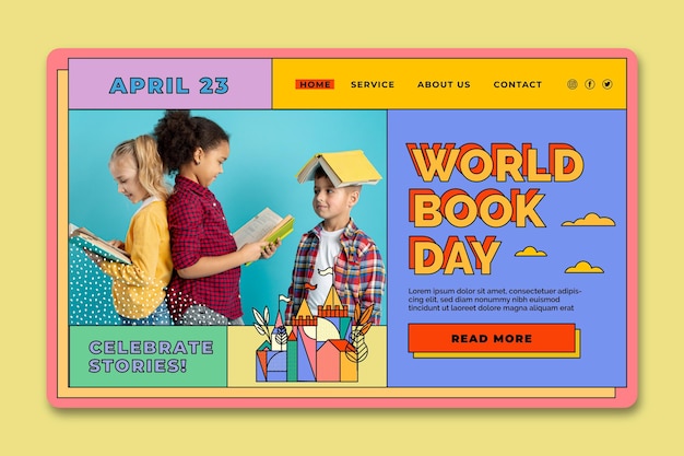 Modello di pagina di destinazione della giornata mondiale del libro