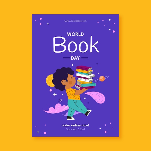 Free vector world book day  poster template