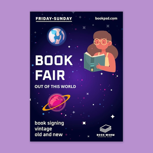 Free vector world book day vertical poster template