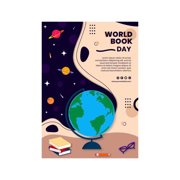 World book day vertical poster template