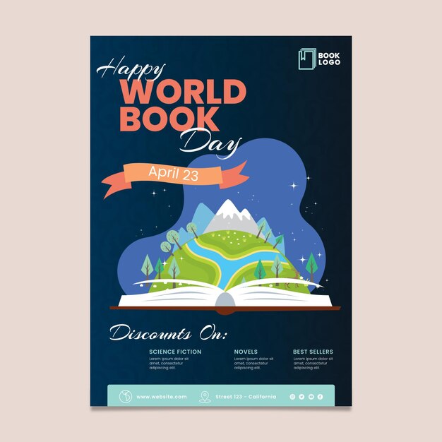 World book day vertical poster template