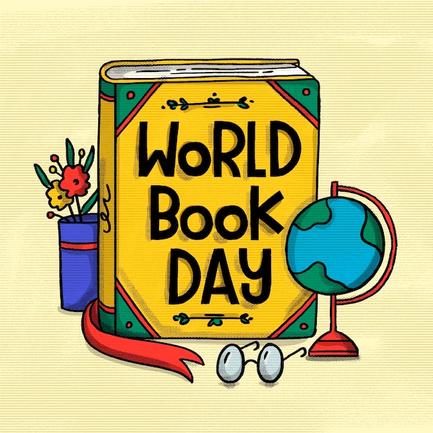 Free vector world book day with book