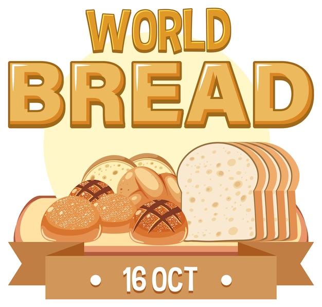 Vettore gratuito giornata mondiale del pane 16 ottobre logo design