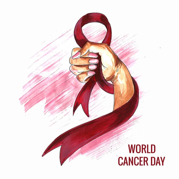 World cancer day awareness ribbon card background