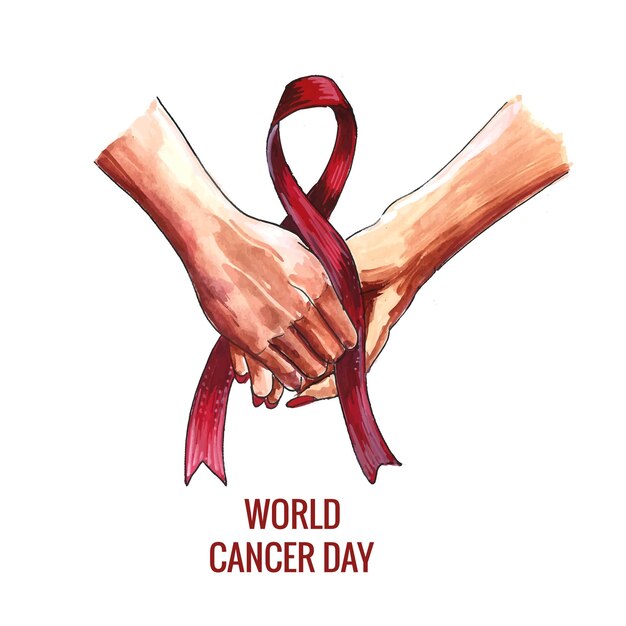 세계 암의 날 인식 리본 카드 배경