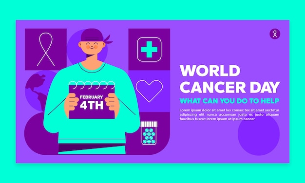 세계 암의 날 인식 소셜 미디어 프로모션 템플릿