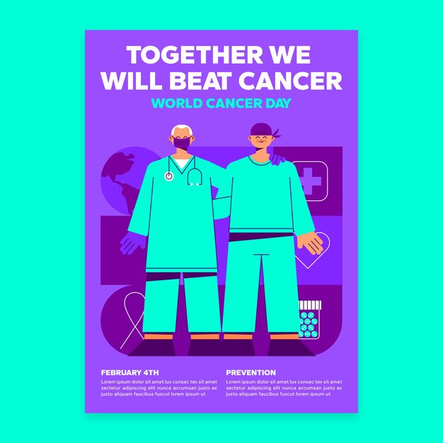 World cancer day awareness vertical poster template