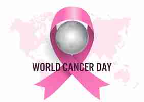 Free vector world cancer day background with pink ribbon