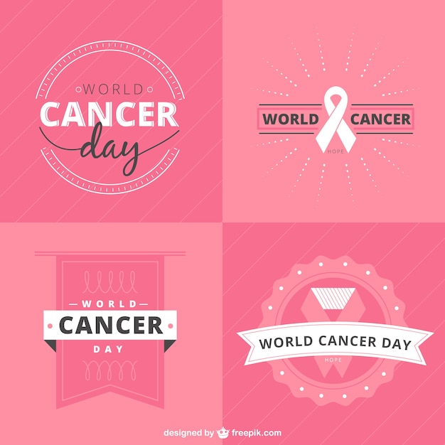 Free Vector world cancer day pink badges pack