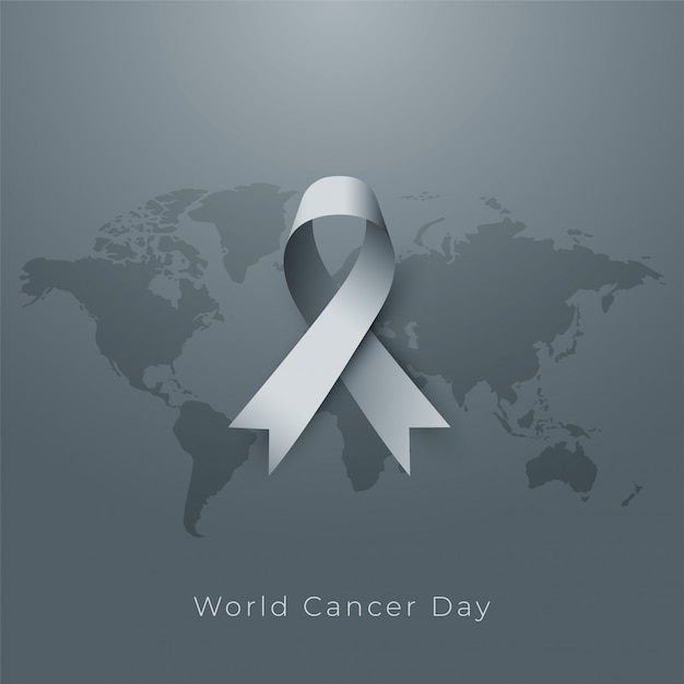 회색 톤의 세계 암의 날 포스터