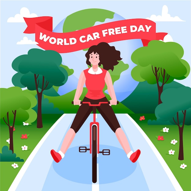 Free vector world car free day hand-drawn theme