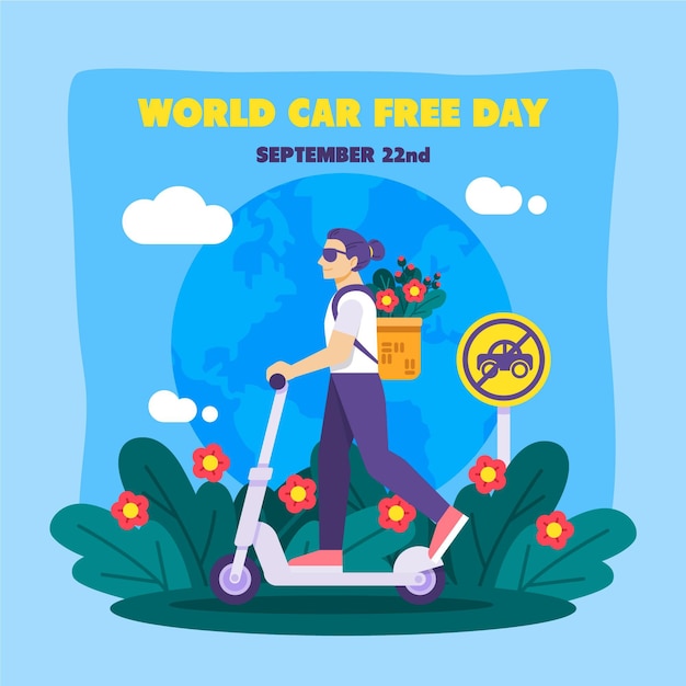 Free vector world car free day illustration